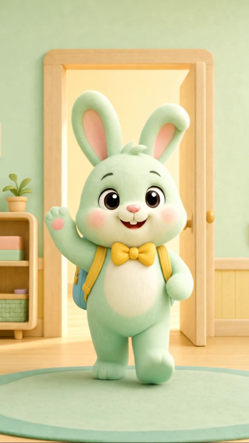 Pip standing in front of classroom shelving